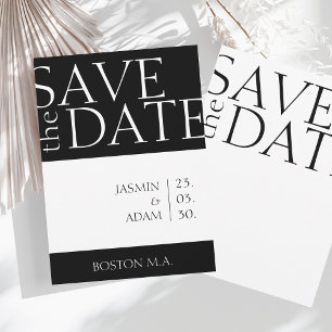 Moderne Schwarz-weiße Minimal-Typografie Save The Date