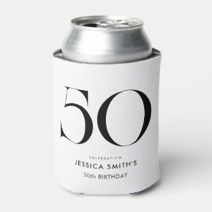 Moderne Schwarz-Weiße Minimalistische 50. Geburtst Dosenkühler