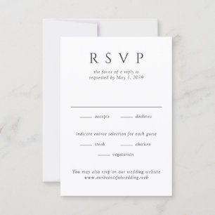 Moderne schwarz-weiße minimalistische Hochzeit RSVP Karte