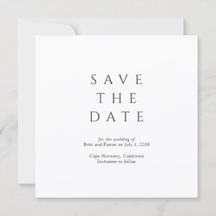 Moderne schwarz-weiße minimalistische Hochzeit Save The Date