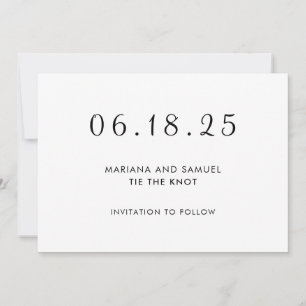 Moderne Schwarz-Weiße Minimalistische Hochzeit Save The Date
