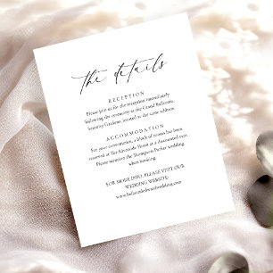 Moderne Schwarz-weiße Minimalistische Hochzeitdeta Begleitkarte