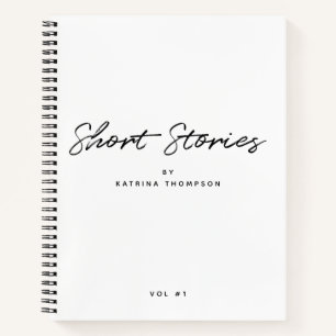 Moderne Schwarz-weiße Minimalistische Skripte Kurz Notizbuch