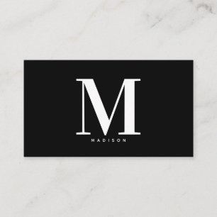 Moderne Schwarz-weiße Monogram Social Media Icons Visitenkarte