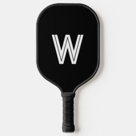 Moderne schwarz-weiße Monogrammanfangsbuchstabe Pickleball Schläger