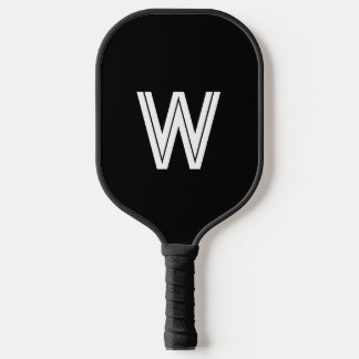 Moderne schwarz-weiße Monogrammanfangsbuchstabe Pickleball Schläger