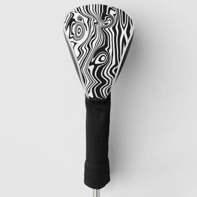 Moderne schwarz-weiße Muster Streifen Tier Golf Headcover (Vorderseite)