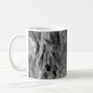Moderne schwarz-weiße Ölgemälde von König Löwe, Kaffeetasse