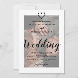 Moderne, Schwarz-weiße Overlay Foto Hochzeit Einladung