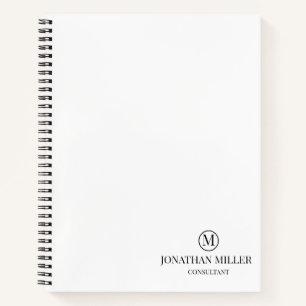 Moderne schwarz-weiße personalisierte Monogramm Notizbuch