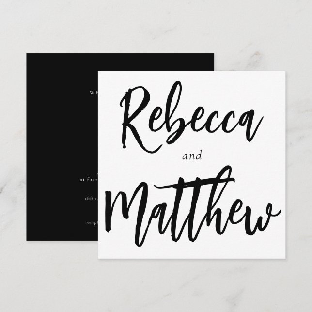 Moderne Schwarz-weiße Pinselschrift Großer Name Ho Einladung (Vorne/Hinten)