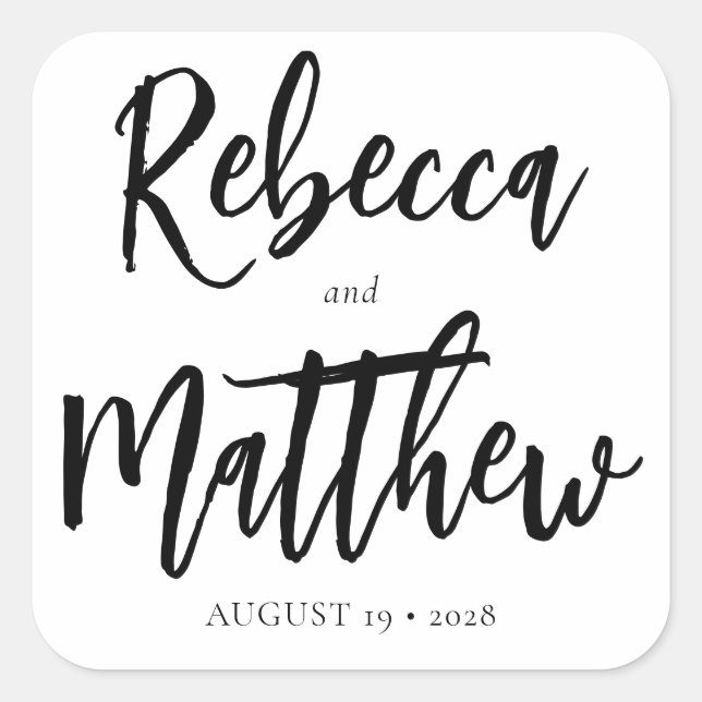 Moderne Schwarz-weiße Pinselschrift Großer Name Ho Quadratischer Aufkleber (Vorderseite)