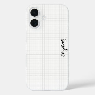 Moderne Schwarz-weiße Plätze Stilvoll Mit Monogram iPhone 16 Hülle