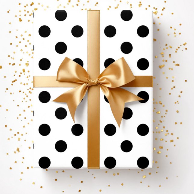 Moderne Schwarz-weiße Polka Dots Geschenkpapier (Modern Black White Polka Dots Wrapping Paper)