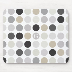 Moderne Schwarz-weiße Polka-Punkte-Mustermonogramm Mousepad