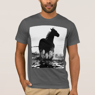 Moderne Schwarz-weiße Pop Kunst Reiten Männer T-Shirt
