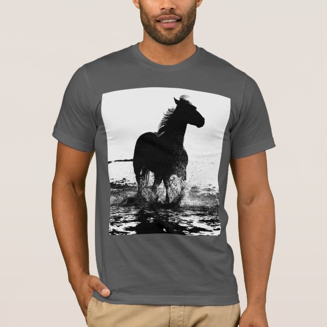 Moderne Schwarz-weiße Pop Kunst Reiten Männer T-Shirt (Vorderseite)