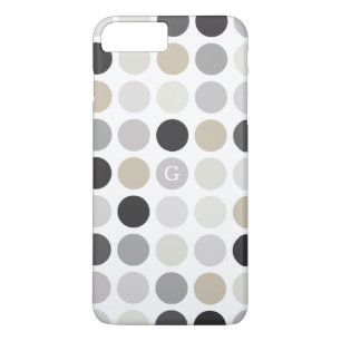Moderne schwarz-weiße Punkte-Muster-Monogramm Case-Mate iPhone Hülle