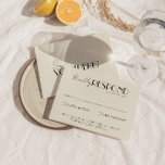 Moderne Schwarz-weiße Retro-Whimsical-Hochzeit RSVP Karte<br><div class="desc">Eine einfache und elegante Kalligraphie farbenfrohe Retro-Hochzeitskarte rsvp. Das hat einen Vintagen,  modernen,  cremigen Hintergrund mit schwarzem Skript und handgeschriebenen skurrilen stylischen Worten. Minimalistisch und elegant mit handgeschriebener Schrift. Sie können alle editierbar sein,  indem Sie auf die Schaltfläche Personalisieren klicken.</div>