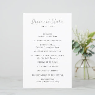 Moderne schwarz-weiße saubere Hochzeitsprogramm