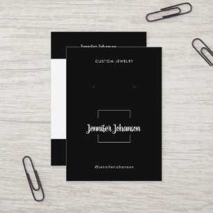 Moderne Schwarz-weiße Schmuckhalter Ohrringe qr Visitenkarte
