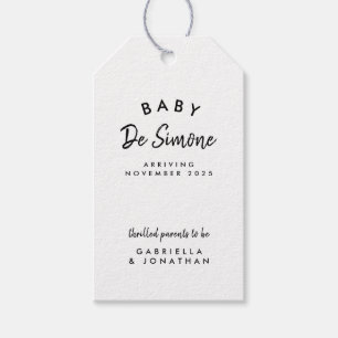 Moderne schwarz-weiße Schwangerschaftsankündigung Geschenkanhänger