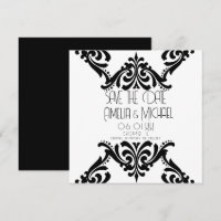 Moderne Schwarz-weiße Scrollkarten Save the Date