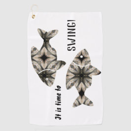 Moderne Schwarz-weiße, stilvolle Fische personalis Golfhandtuch