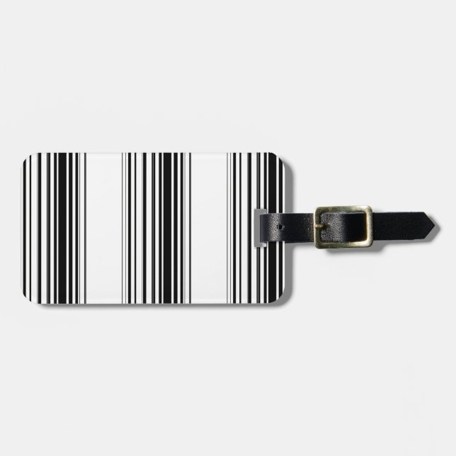 Moderne Schwarz-weiße Streifen Gepäckanhänger (Vorderseite horizontal)