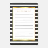 Moderne Schwarz-weiße Streifen Gold personalisiert