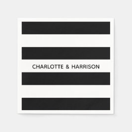 Moderne schwarz-weiße Streifen individuelle Namen Serviette