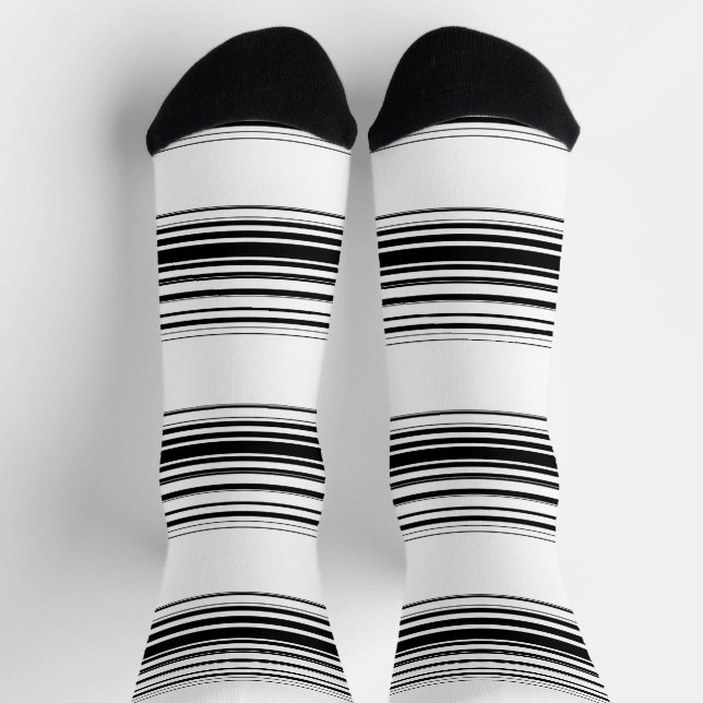 Moderne Schwarz-weiße Streifen Socken (Oben)