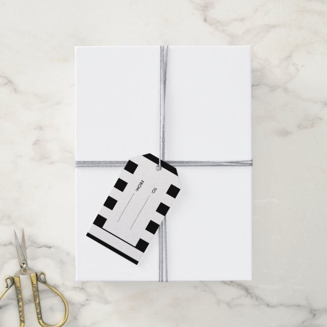 Moderne Schwarz-weiße Streifenmuster Geschenkanhänger (Mit Garn)