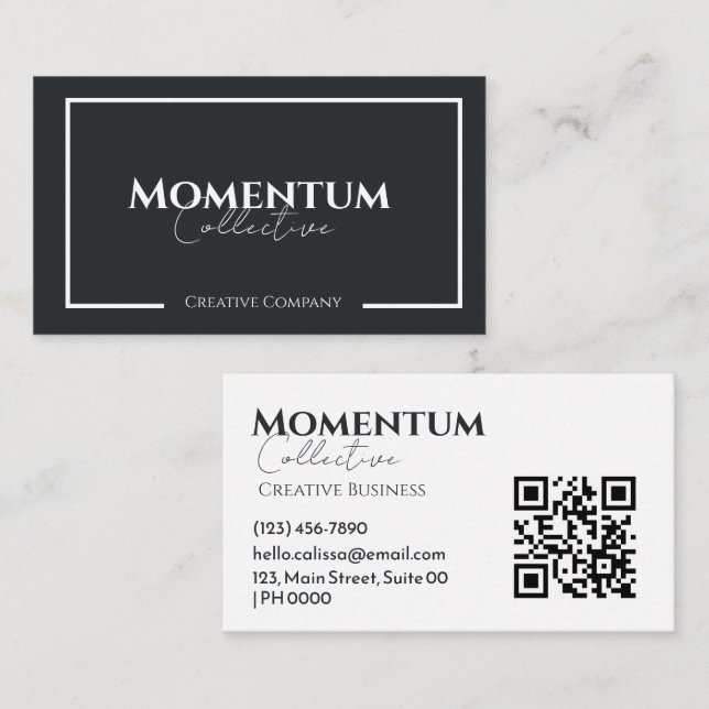 Moderne Schwarz-weiße Typografie Beruflich Visitenkarte (Vorne/Hinten)
