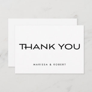 Moderne Schwarz-weiße Typografie-Hochzeit Dankeskarte