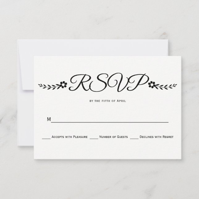 Moderne schwarz-weiße Typografie Hochzeit RSVP Karte (Vorderseite)