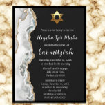 Moderne Schwarz-weiße und goldene Bar Mitzvah Einladung<br><div class="desc">Diese modernen,  frischen Imitate in Weiß und Gold,  die Glitzer mit einem goldenen Magen david Stern der david Bar mitzvah Einladungen sind perfekt,  um Ihren Sohn zu feiern,  der an die Tora gerufen wird. Moshiach jetzt!</div>