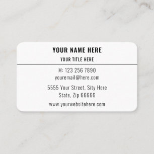 Moderne Schwarz-weiße Visitenkarte - Ihr eigenes D