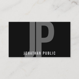 Moderne Schwarz-weiße Vorlage für Monogramm, Minim Visitenkarte