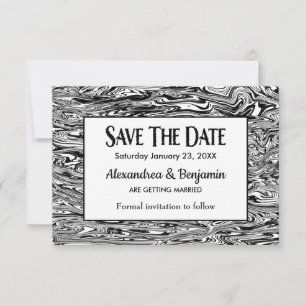 Moderne Schwarz-weiße Wasserfarbenhochzeit nach Ma Save The Date