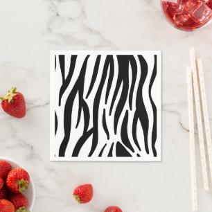 Moderne schwarz-weiße Zebrastreifenmuster Serviette
