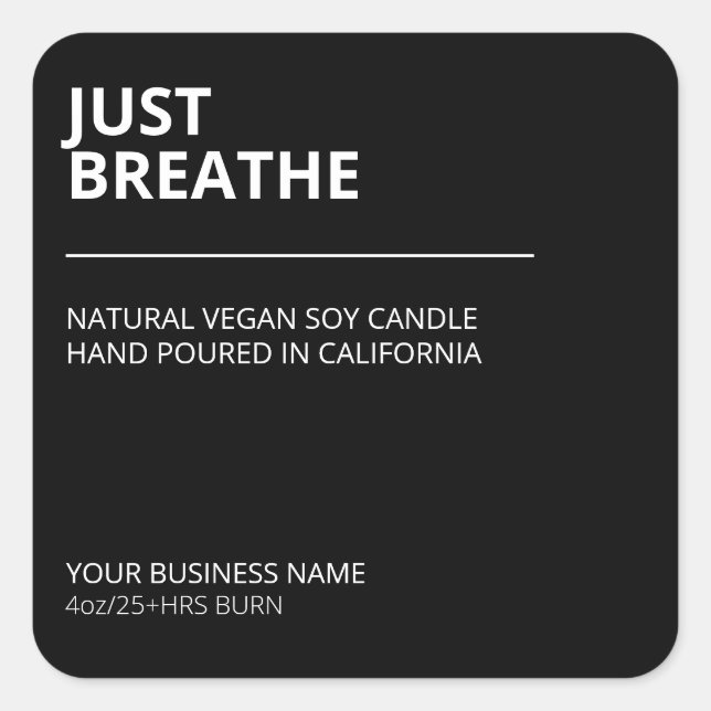 Moderne schwarz-zentrierte Sojabasis-Kerzenleuchte Quadratischer Aufkleber (Vorderseite)