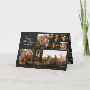 Moderne schwarze 11 Foto botanische Familie Feiertagskarte