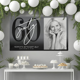Moderne schwarze 60er Geburtstagsfeier Banner