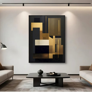 Moderne schwarze abstrakte Geometrie Leinwanddruck