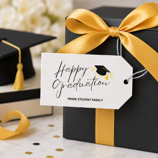 Moderne schwarze anpassbare Abschlussgeschenk-Etik Geschenkanhänger