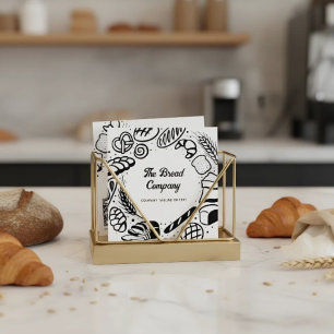 Moderne schwarze Backwaren-Rand-QR-Code-Bäckerei Quadratische Visitenkarte