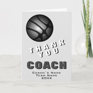 Moderne schwarze Basketball Dankeschön Trainer  Dankeskarte