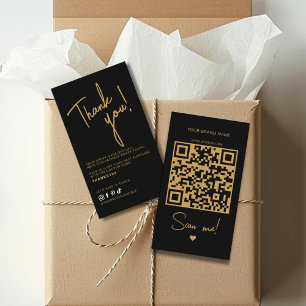 Moderne schwarze Bestell-Dankeschön-QR-Code Visitenkarte