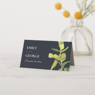 MODERNE SCHWARZE BLACK LEAFE FOLIAGE GREENERY WATE PLATZKARTE